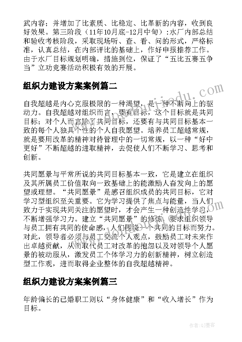 最新组织力建设方案案例(精选5篇)