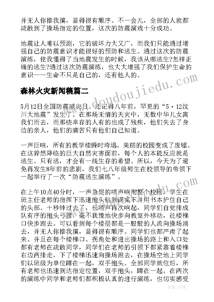 最新森林火灾新闻稿(优质5篇)