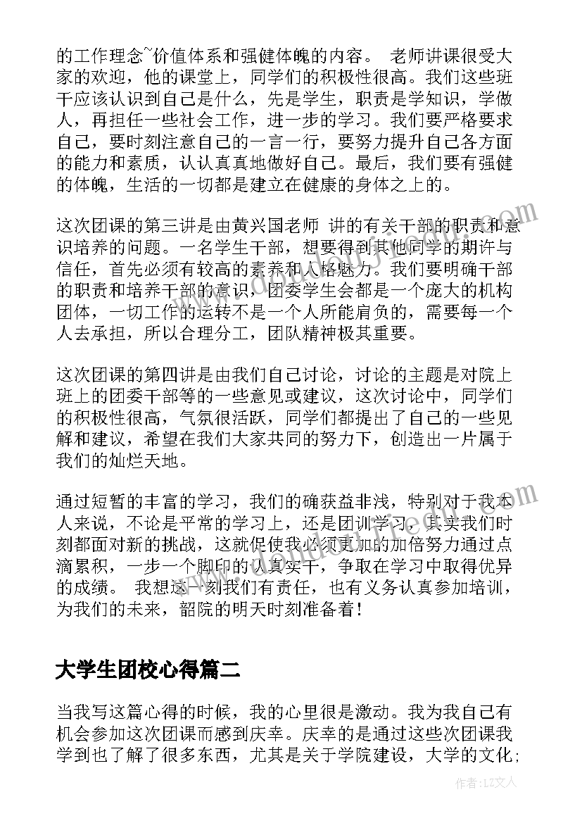 最新大学生团校心得(优秀5篇)