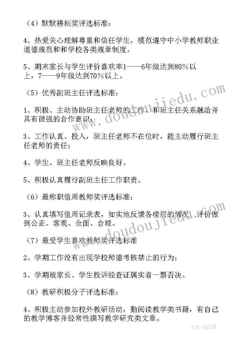 学校年度评选方案(汇总5篇)