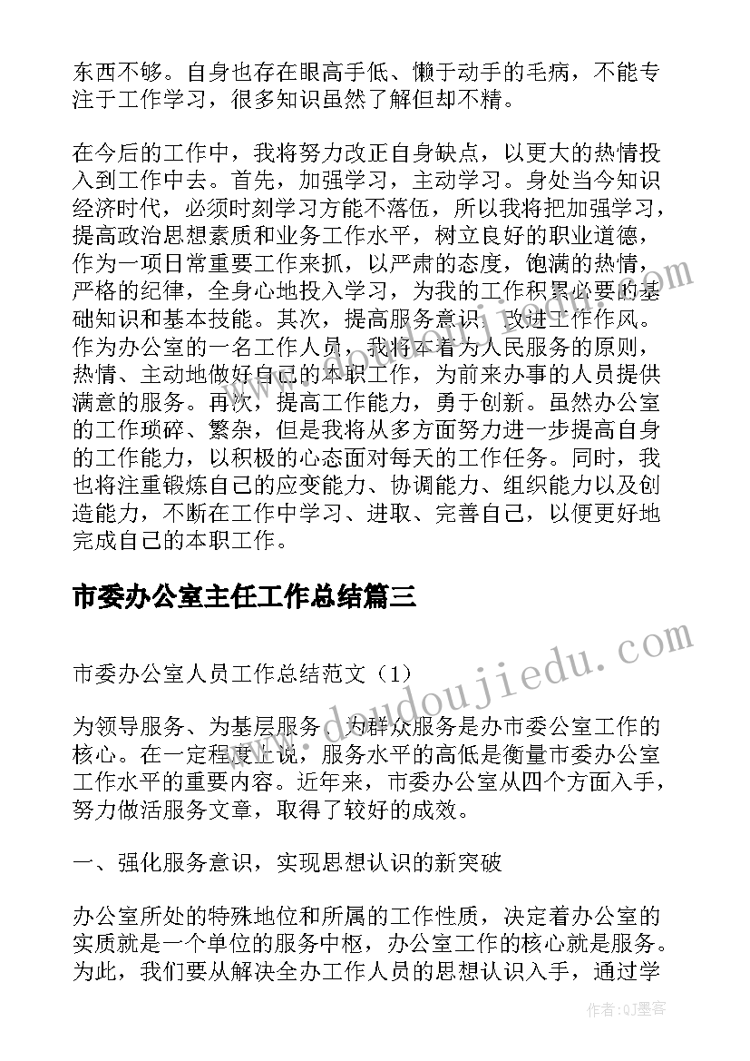 市委办公室主任工作总结 市委办公室年度工作总结(优秀5篇)