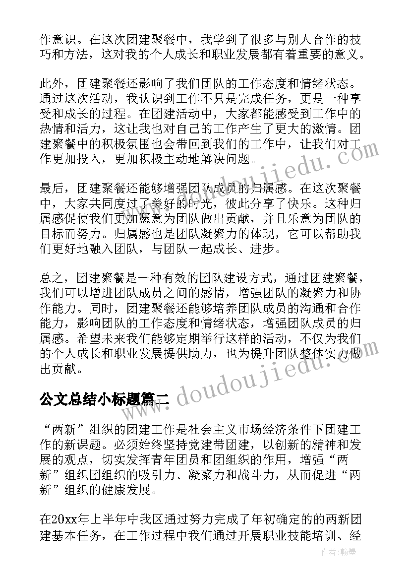 2023年公文总结小标题(通用8篇)