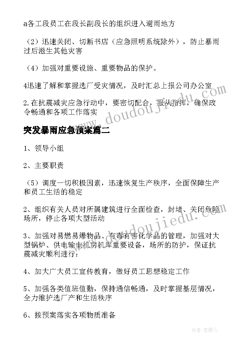 突发暴雨应急预案(大全6篇)