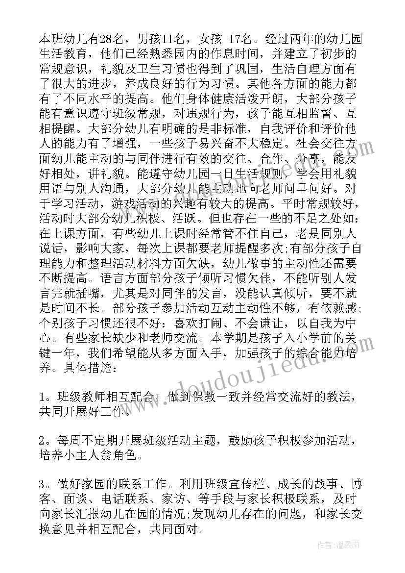 个人计划大大班副班(通用7篇)