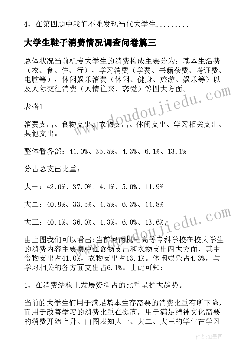 大学生鞋子消费情况调查问卷 大学生消费情况调查报告(实用9篇)