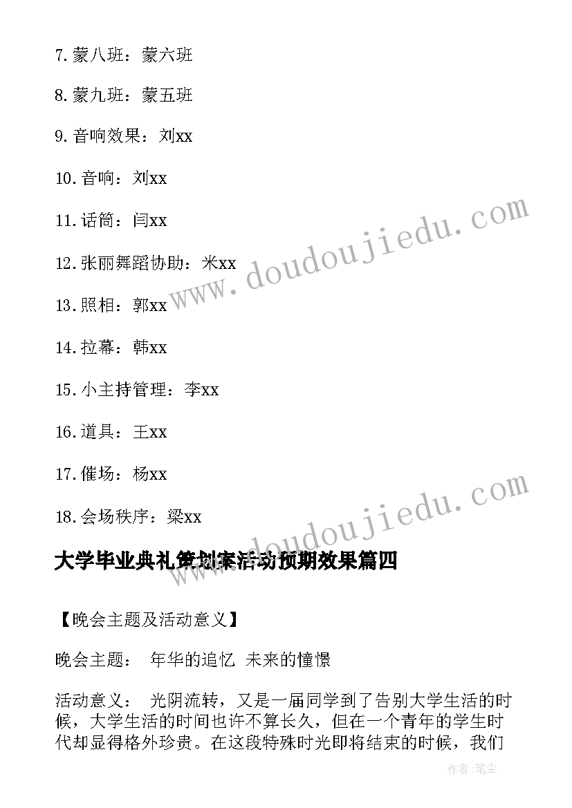 最新大学毕业典礼策划案活动预期效果(优秀6篇)