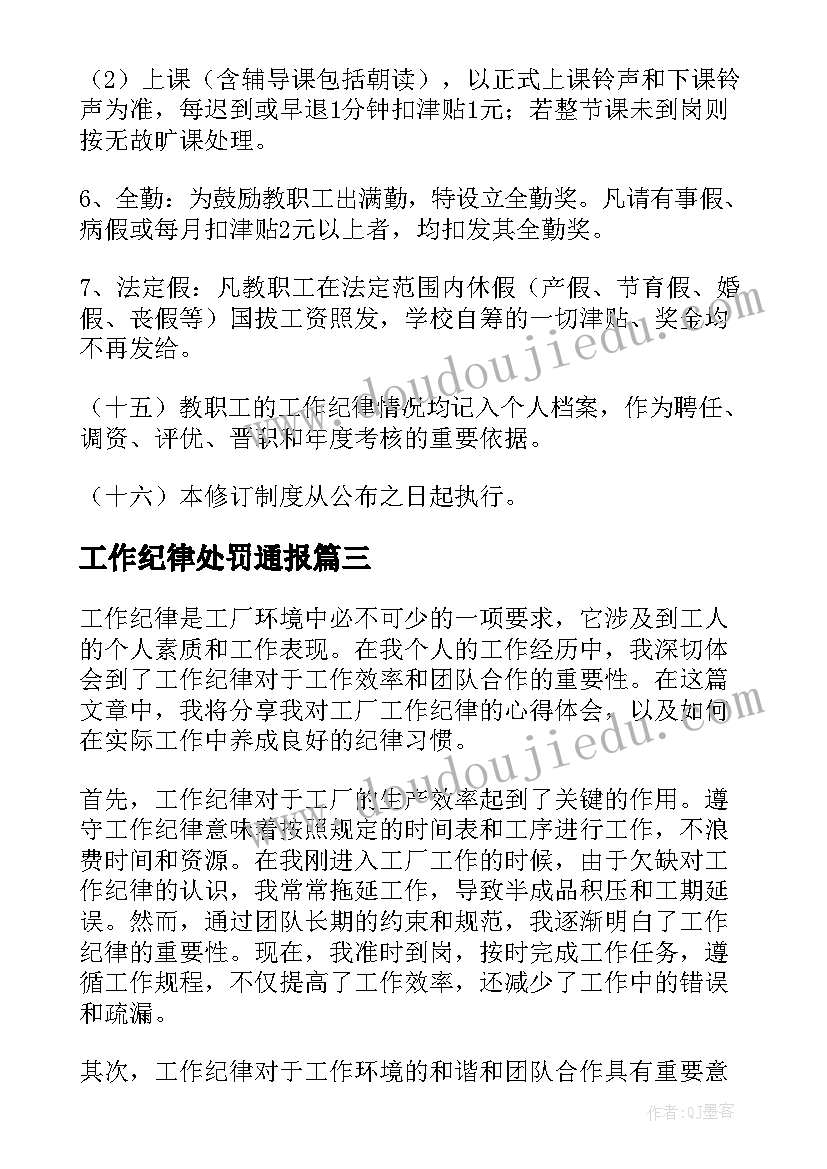 2023年工作纪律处罚通报 工作纪律处分的心得体会(优秀6篇)