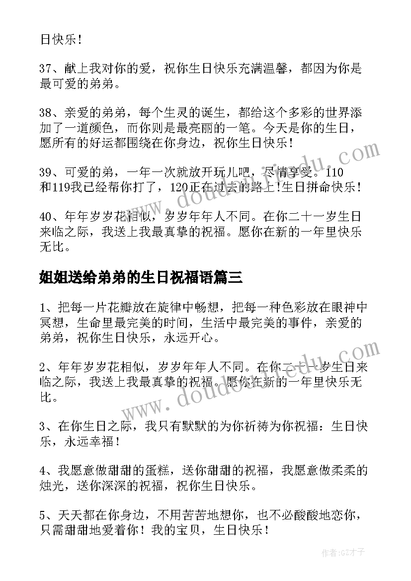 2023年姐姐送给弟弟的生日祝福语(模板9篇)