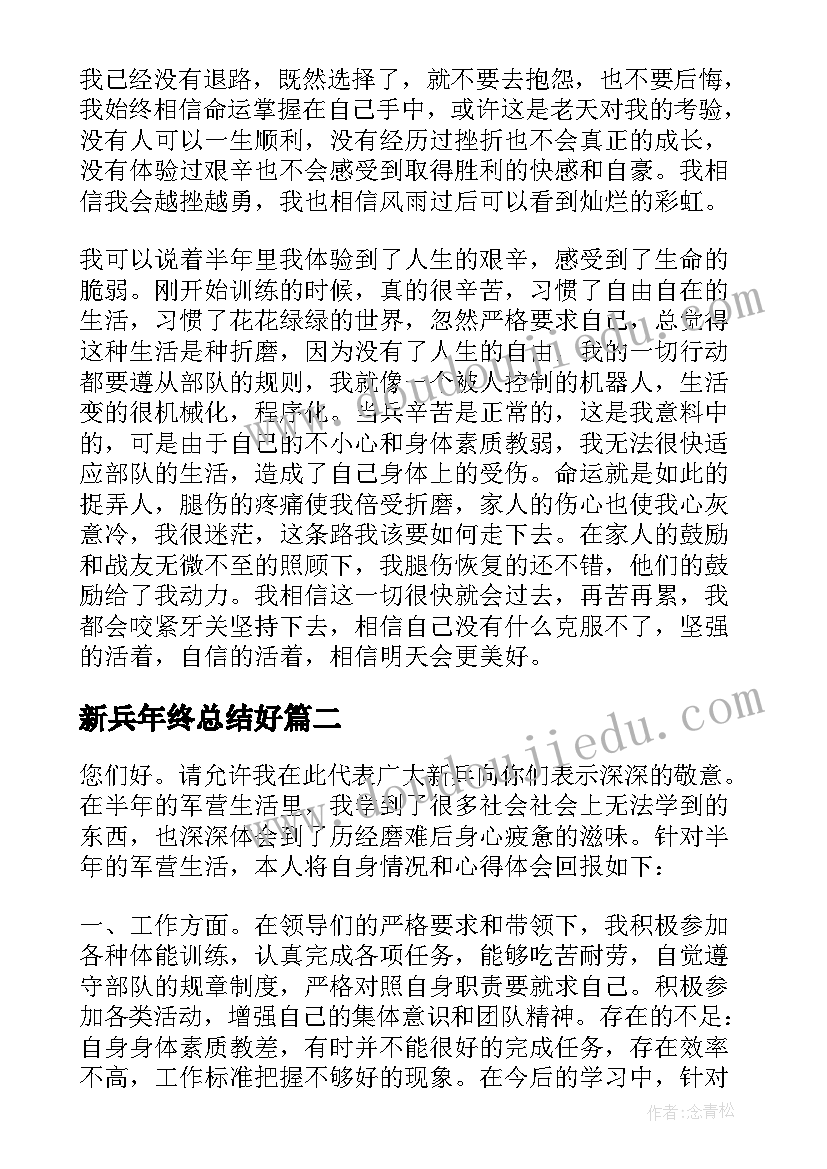 2023年新兵年终总结好 新兵个人年终总结报告(精选5篇)