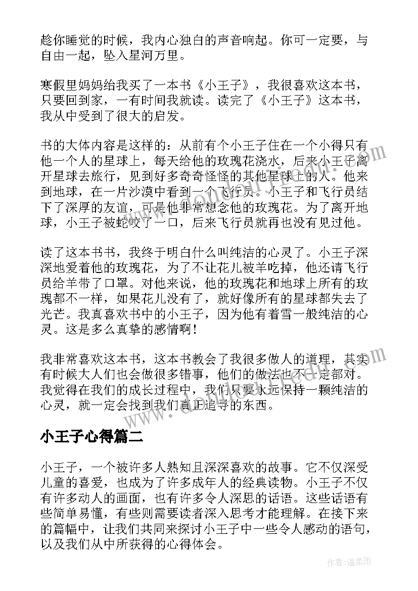 2023年小王子心得 小王子读书心得(大全7篇)