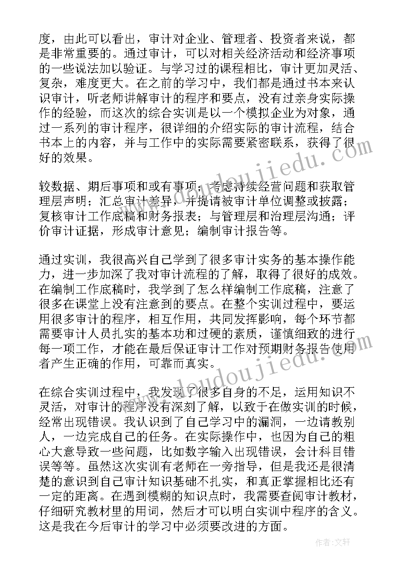 审计实训内容 审计实训报告(模板6篇)