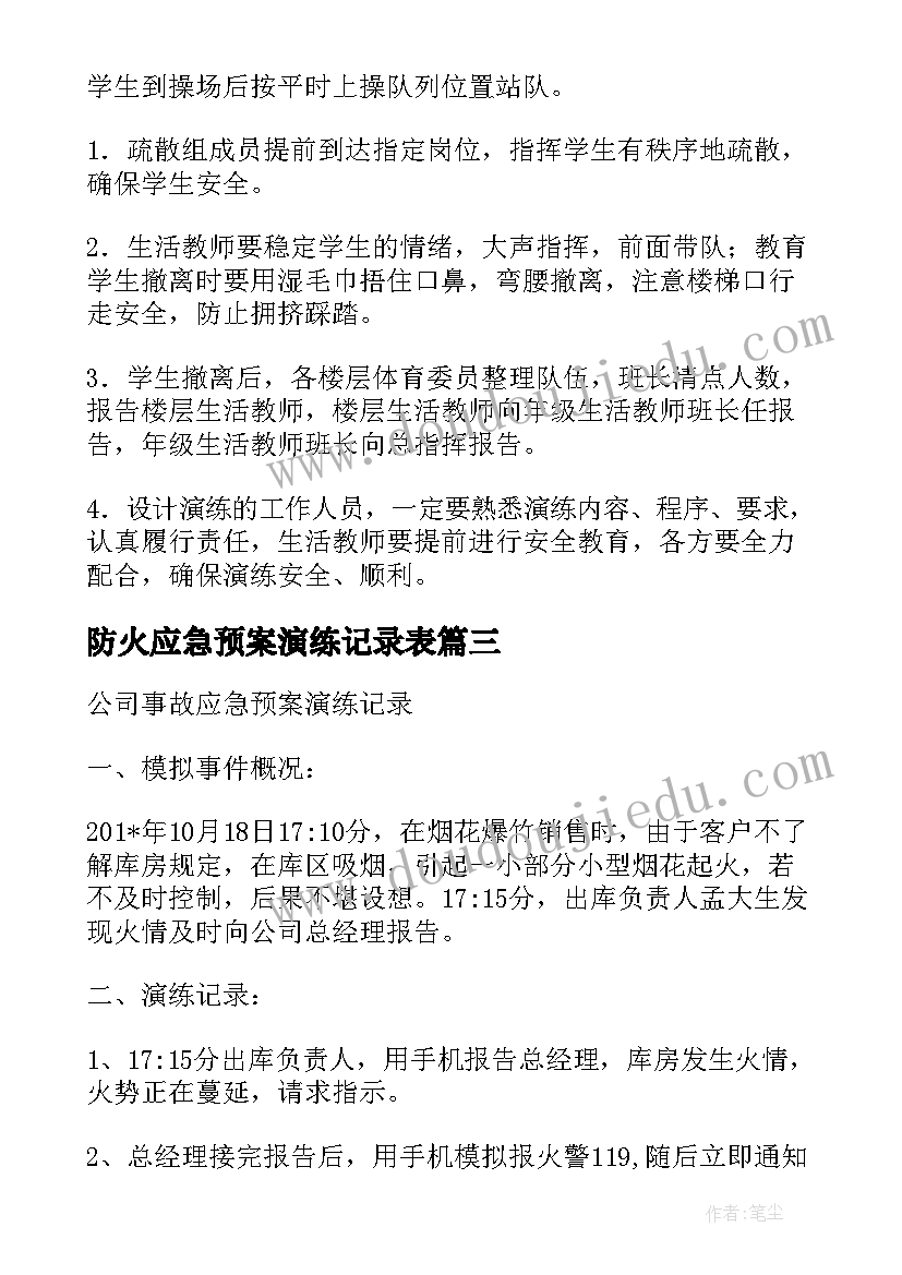 2023年防火应急预案演练记录表(实用6篇)