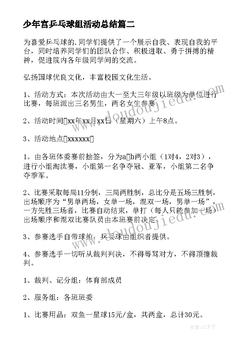 2023年少年宫乒乓球组活动总结(优质5篇)