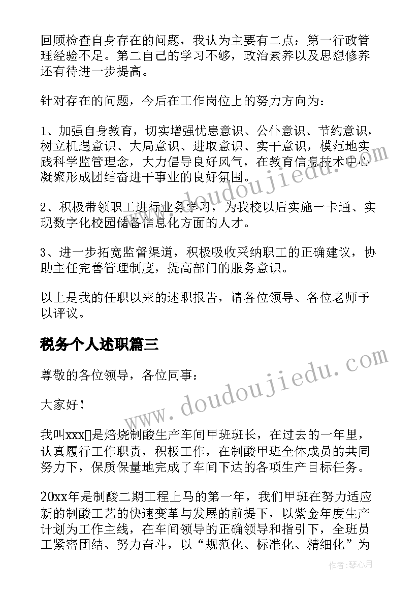 税务个人述职 个人年度述职报告(优秀5篇)