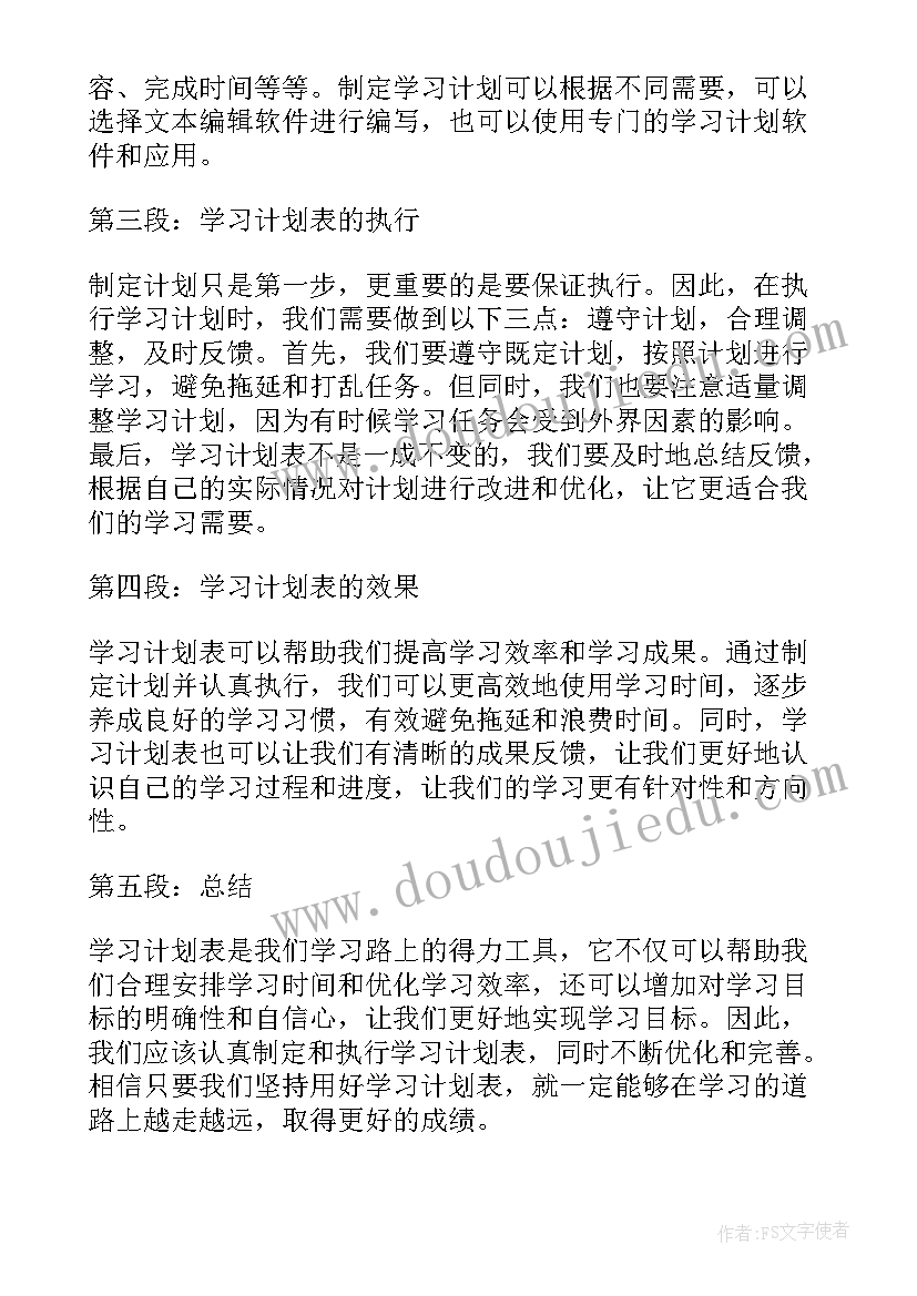 数学计划条 学习计划表的心得体会(精选9篇)