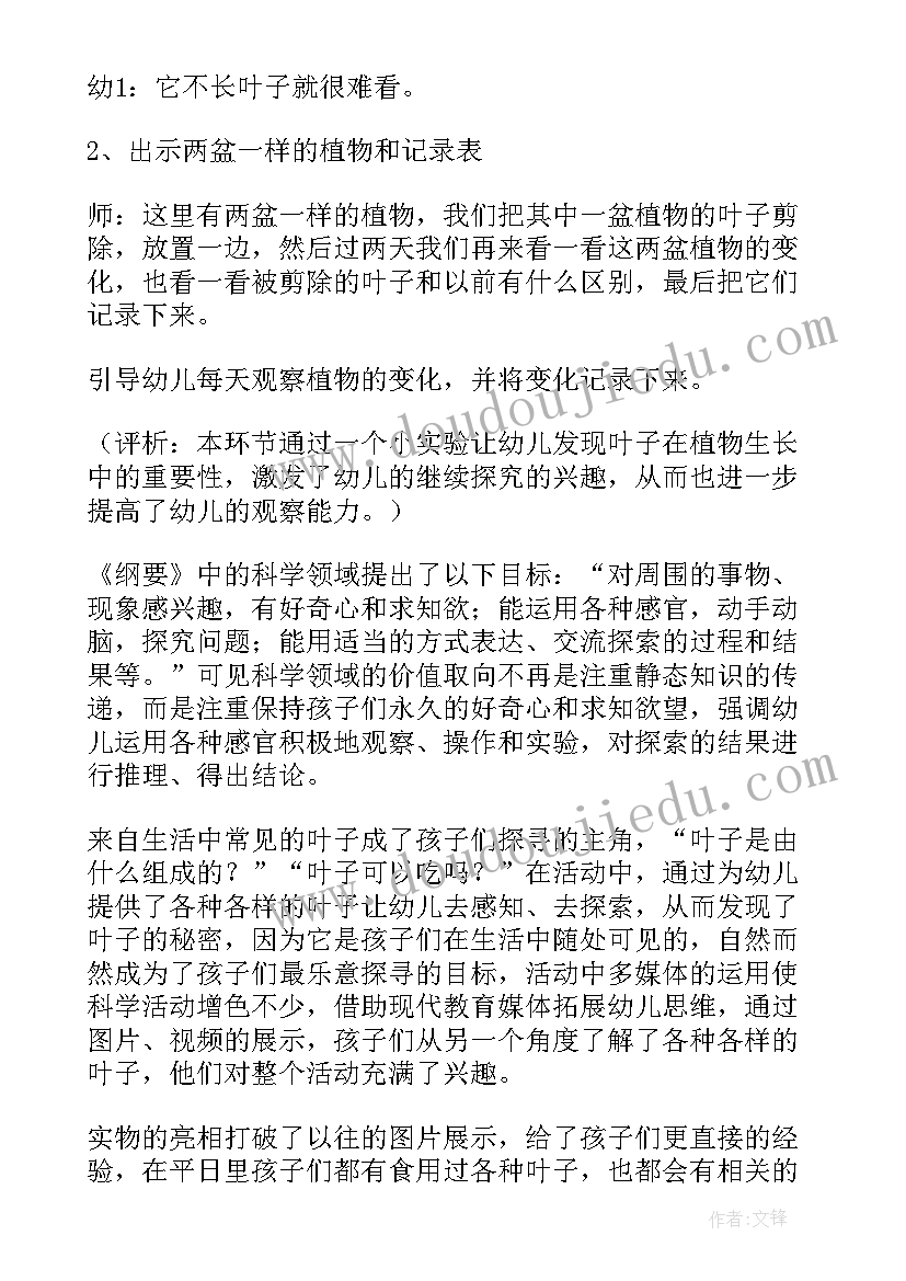 最新大班科学活动叶子的变化 大班科学的活动教案叶子的秘密(优质5篇)