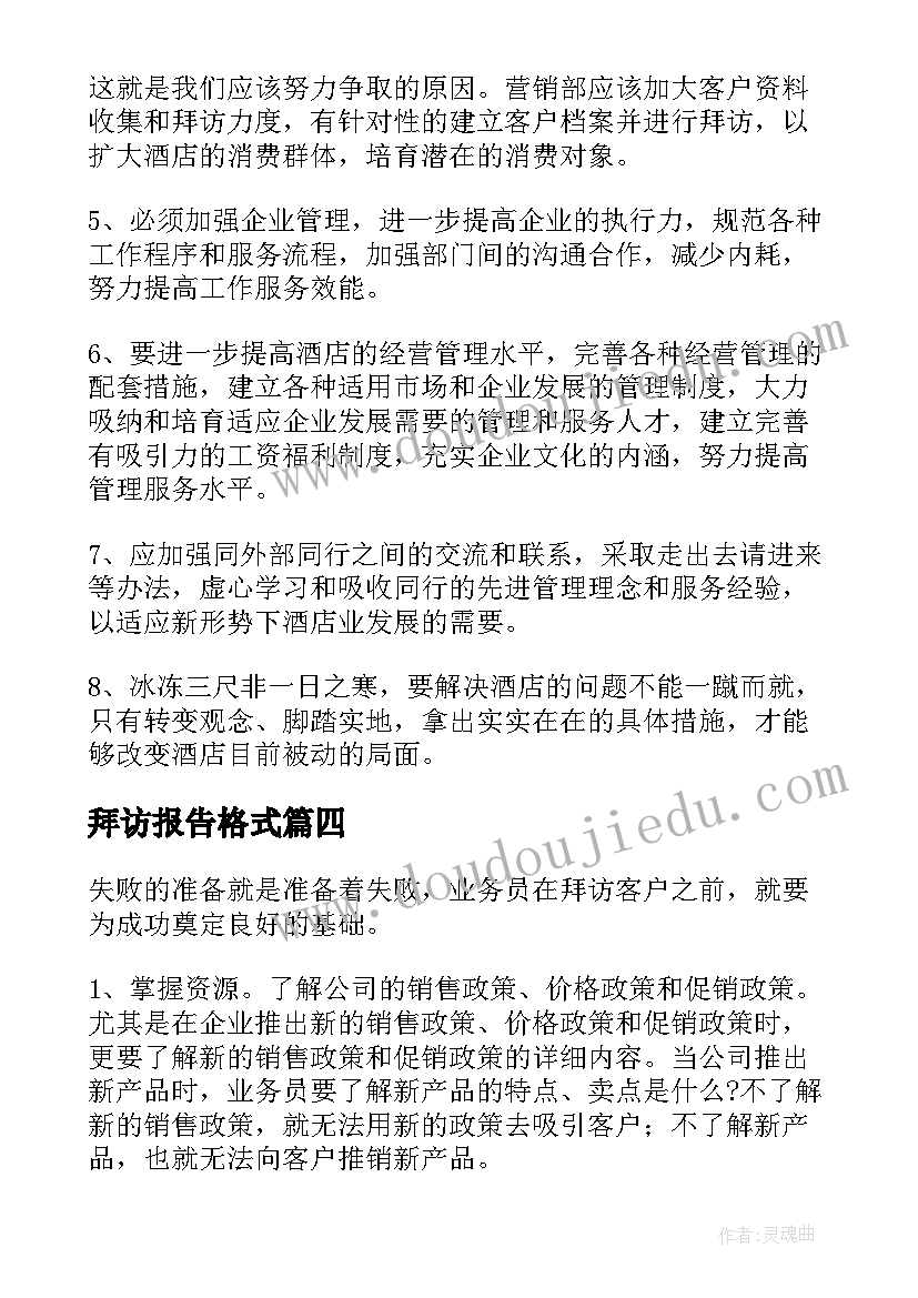 2023年拜访报告格式 客户拜访总结报告(优质5篇)