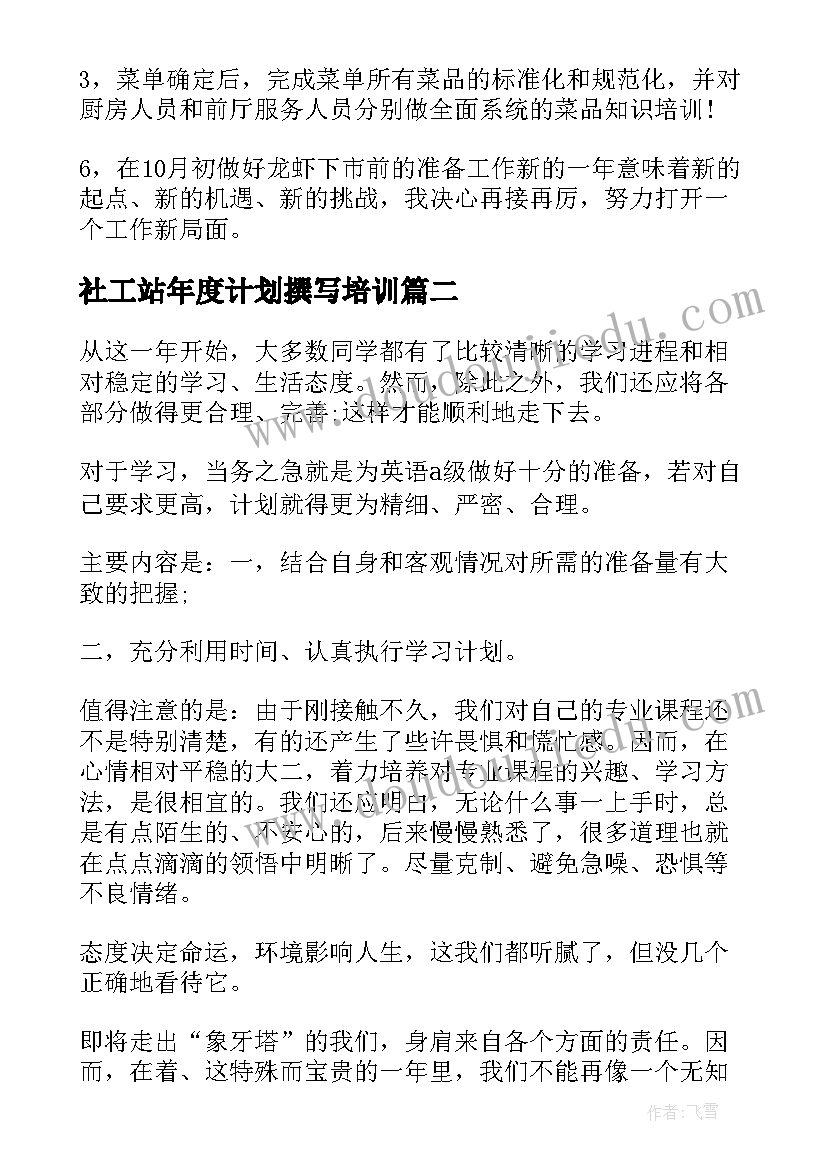 最新社工站年度计划撰写培训 公司年度计划书(模板9篇)