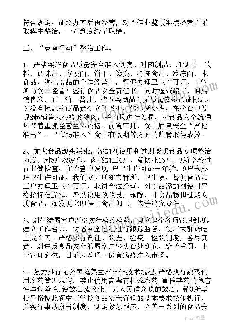 最新食品安全专项行动活动总结报告 食品安全专项整治的活动总结(通用5篇)