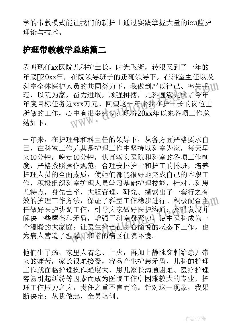 2023年护理带教教学总结(优质5篇)