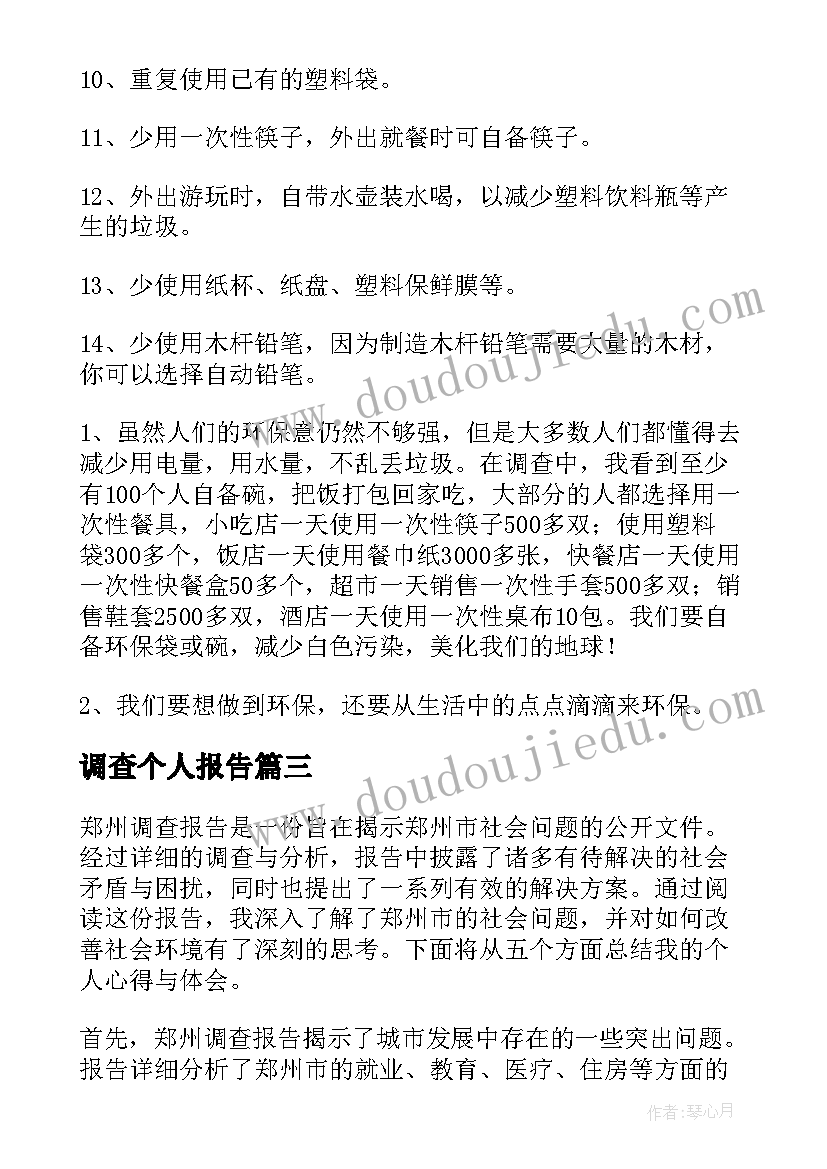 2023年调查个人报告(精选5篇)