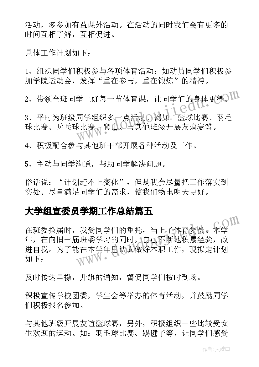 2023年大学组宣委员学期工作总结 大学学习委员工作计划(模板9篇)