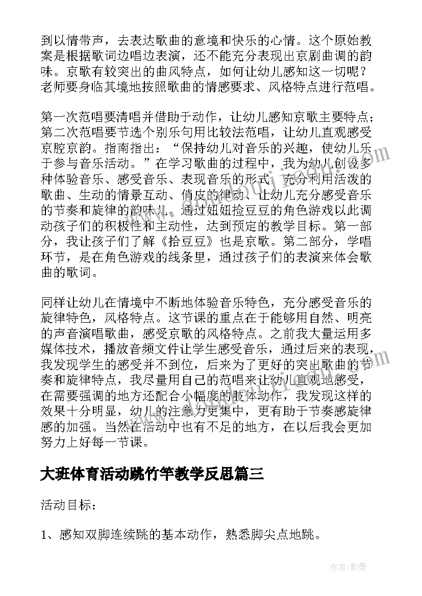 2023年大班体育活动跳竹竿教学反思(大全5篇)