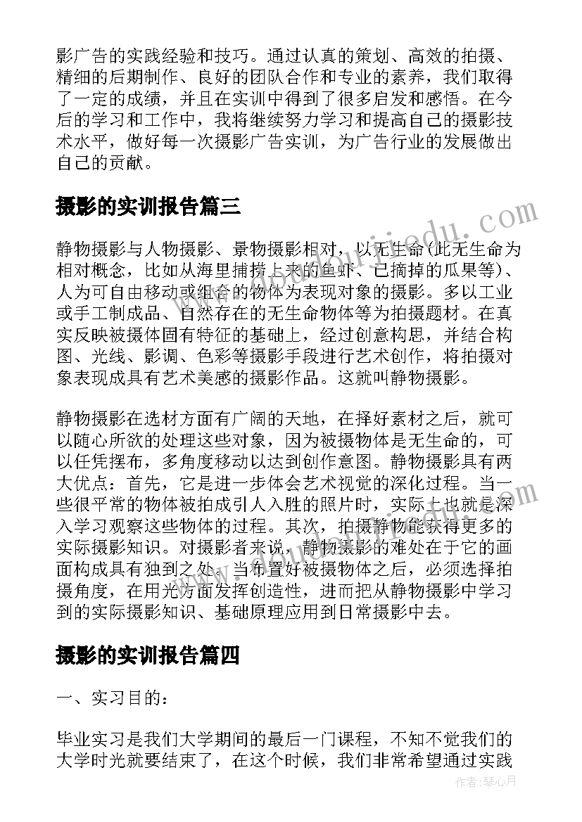 2023年摄影的实训报告(实用5篇)