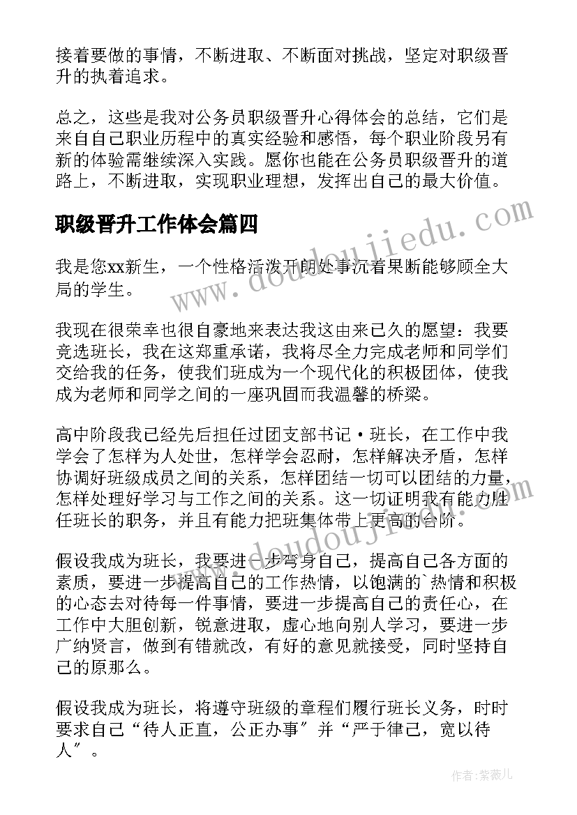 职级晋升工作体会 职级晋升申请书(实用6篇)