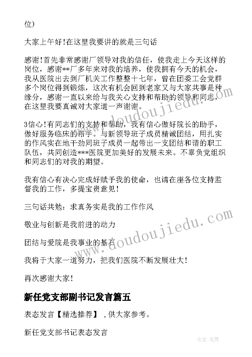 新任党支部副书记发言(优秀5篇)