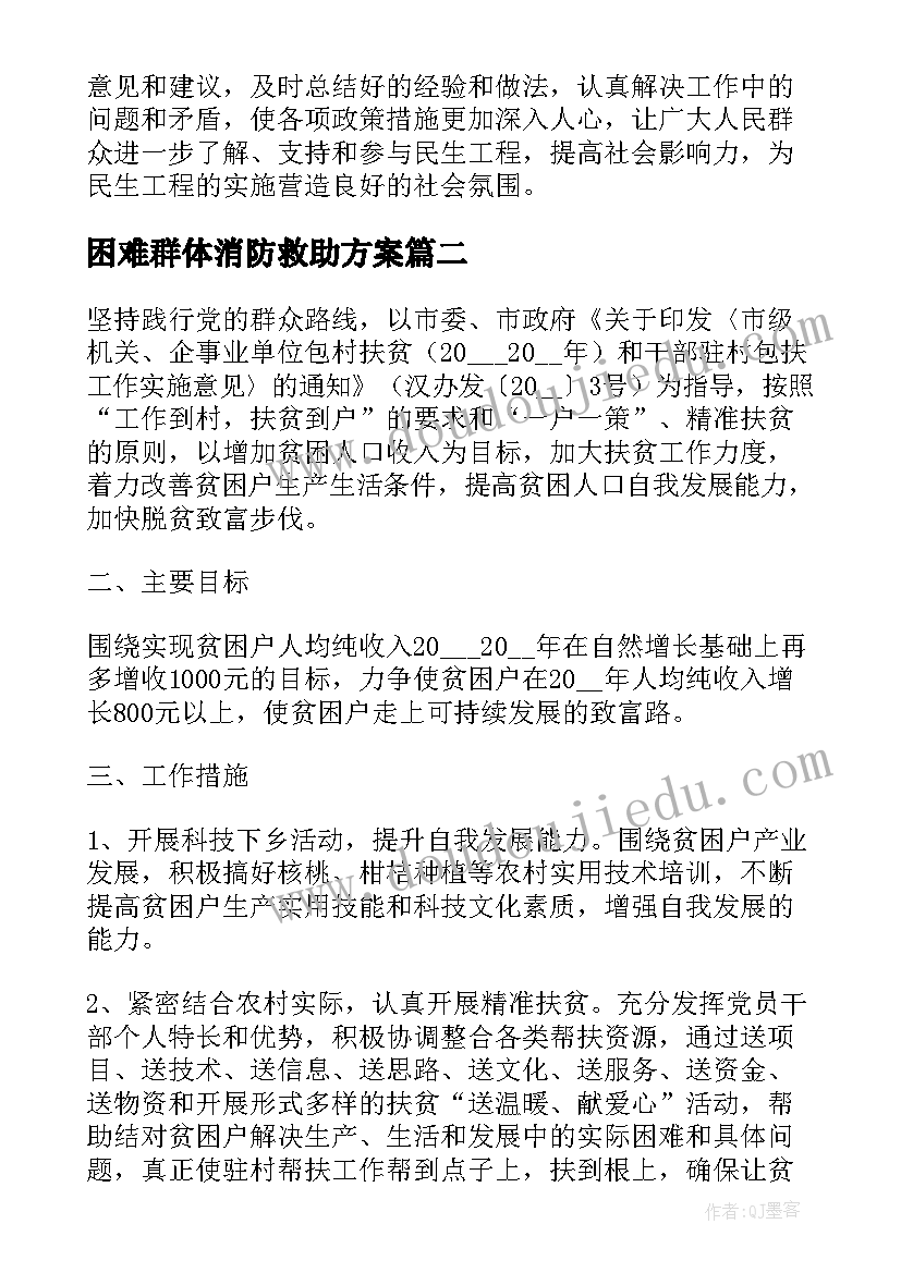 最新困难群体消防救助方案(大全5篇)