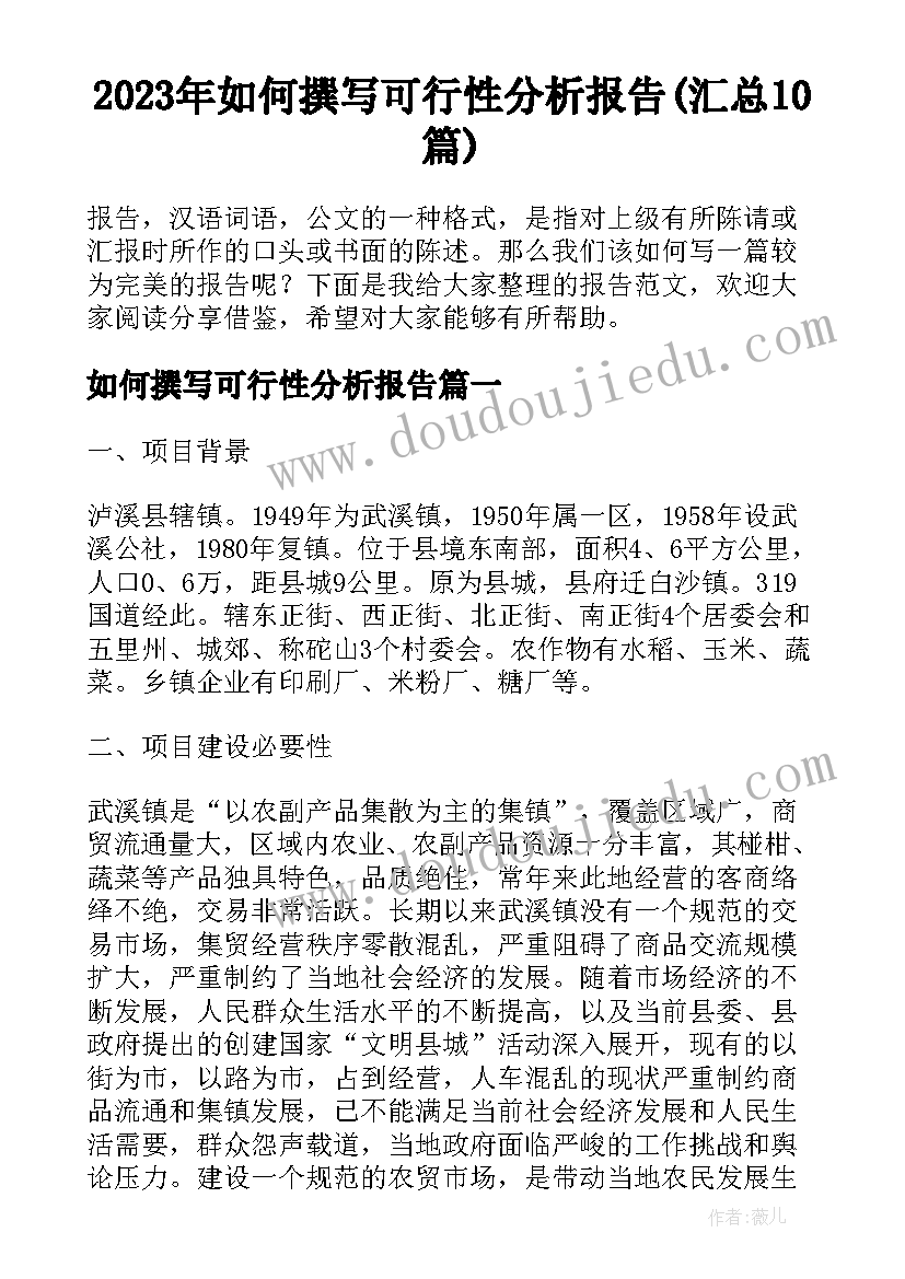 2023年如何撰写可行性分析报告(汇总10篇)