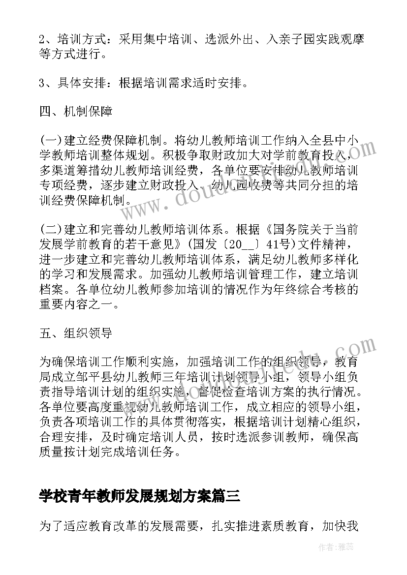 学校青年教师发展规划方案 学校教师专业发展规划实施方案集合(精选5篇)