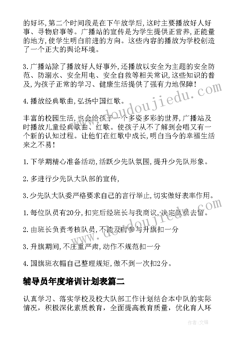 最新辅导员年度培训计划表 辅导员工作计划(优质6篇)