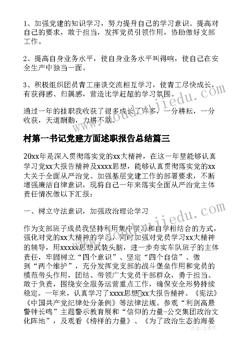 2023年村第一书记党建方面述职报告总结 党建工作方面述职报告(大全5篇)