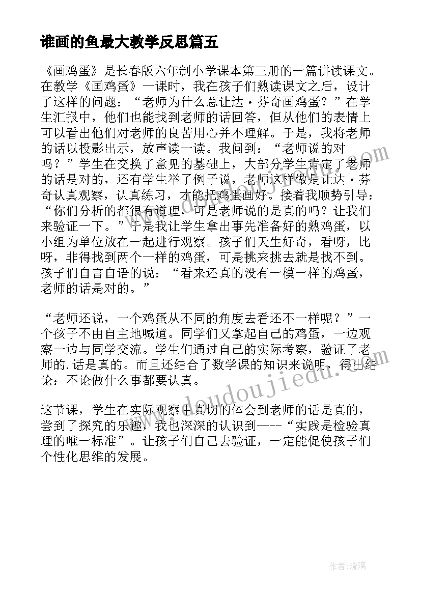 2023年谁画的鱼最大教学反思(精选5篇)