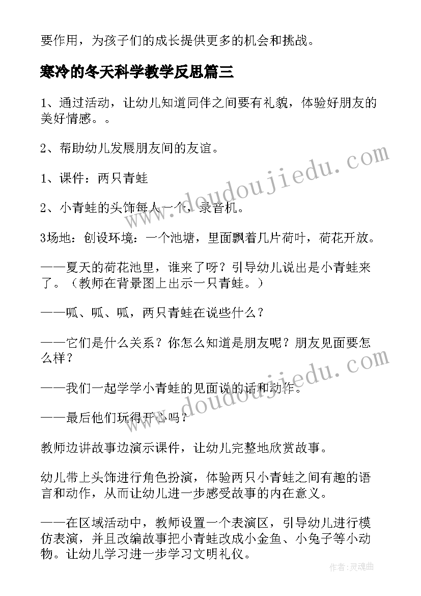 2023年寒冷的冬天科学教学反思(汇总7篇)