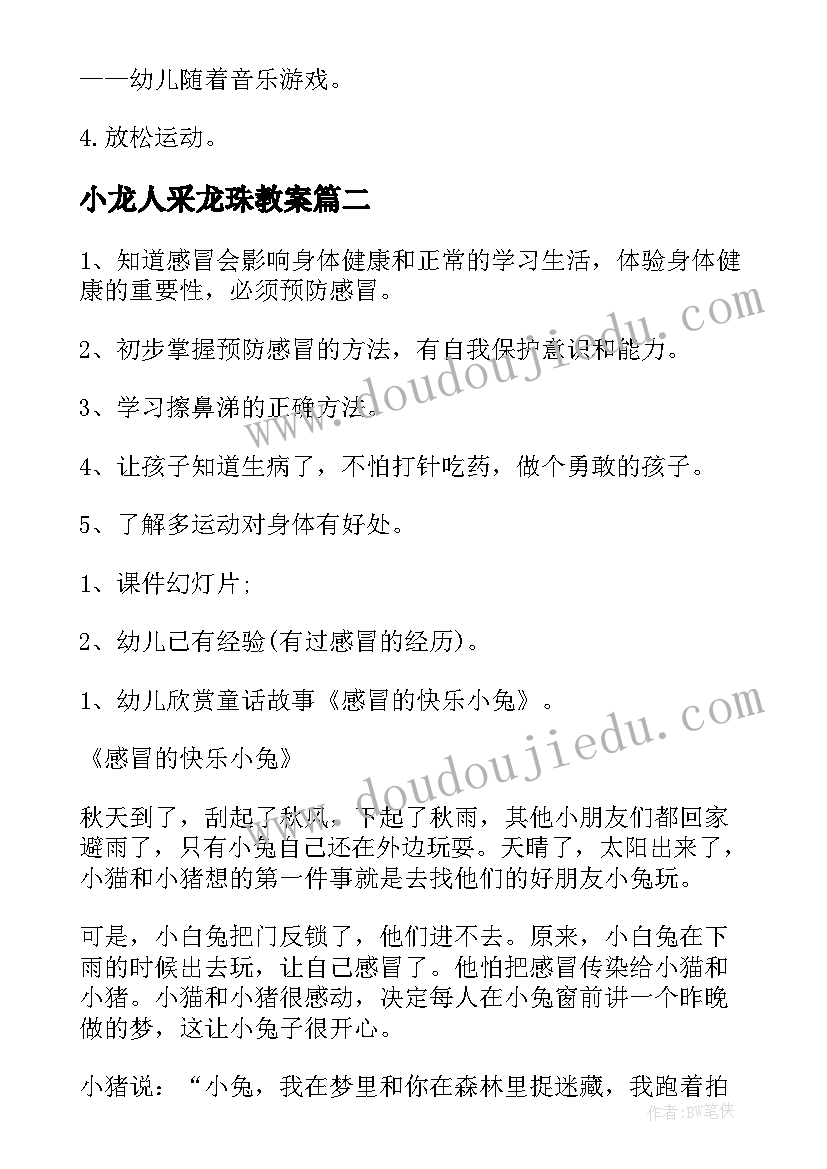 2023年小龙人采龙珠教案 大班健康活动教案(大全9篇)