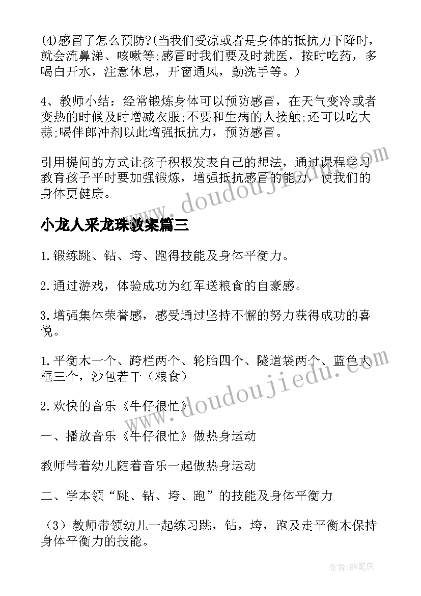 2023年小龙人采龙珠教案 大班健康活动教案(大全9篇)