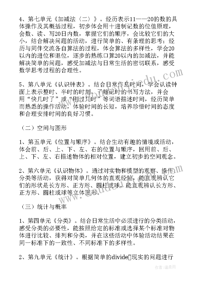 一年级数学教学计划冀教版(实用5篇)