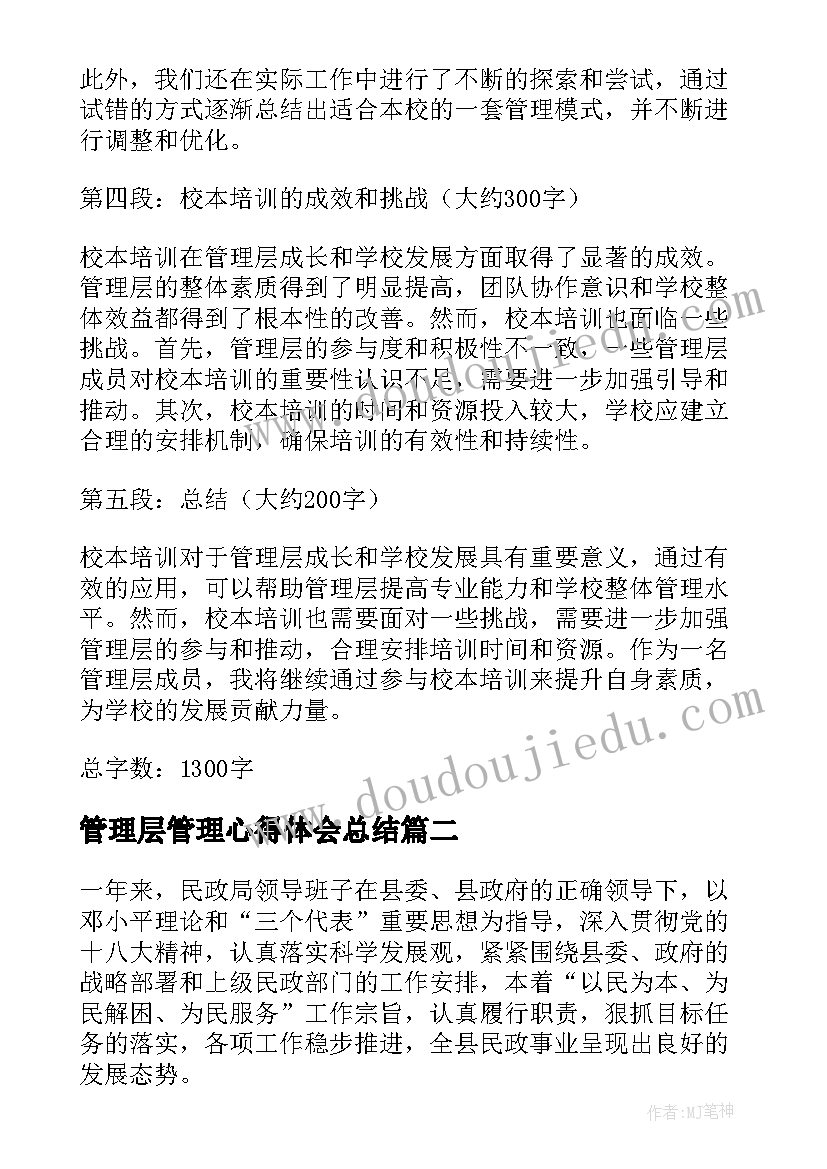 最新管理层管理心得体会总结(通用5篇)