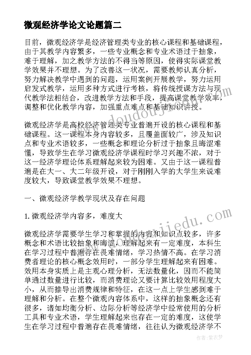 2023年微观经济学论文论题(实用5篇)