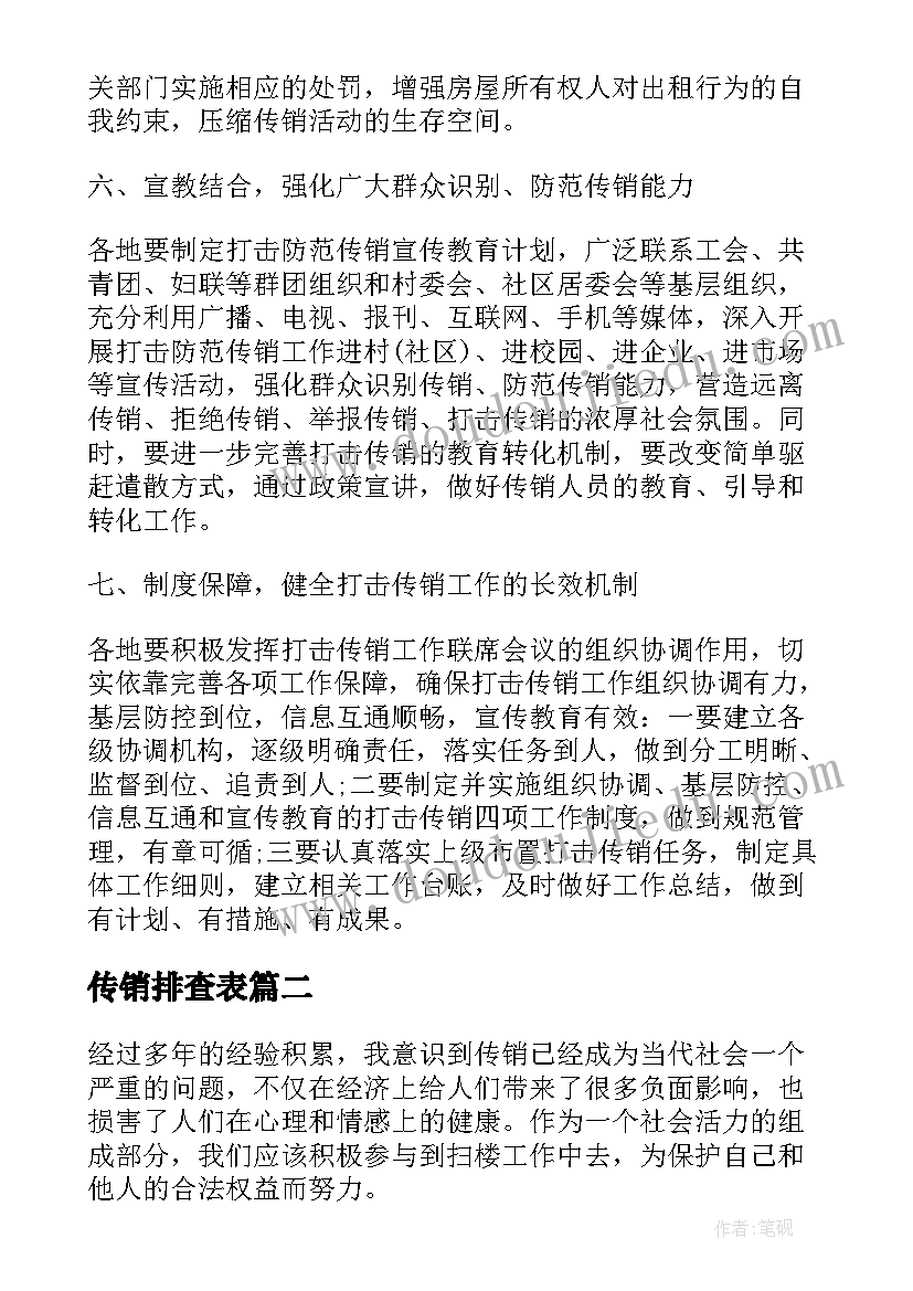 2023年传销排查表 反传销工作计划(优质5篇)