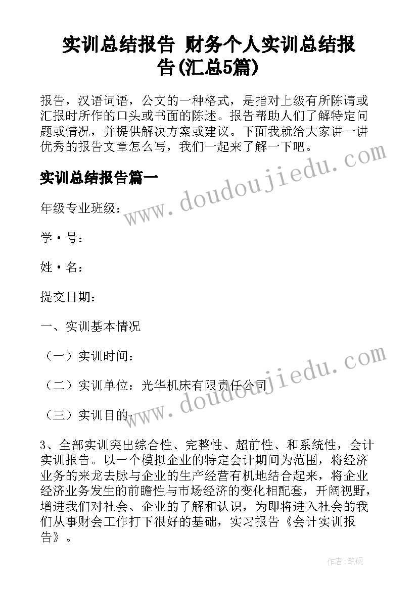 实训总结报告 财务个人实训总结报告(汇总5篇)