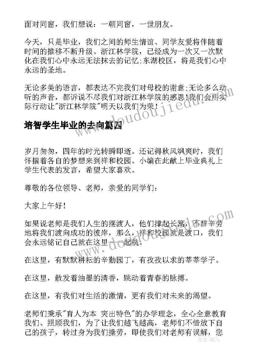 最新培智学生毕业的去向 毕业学生代表发言稿(模板6篇)