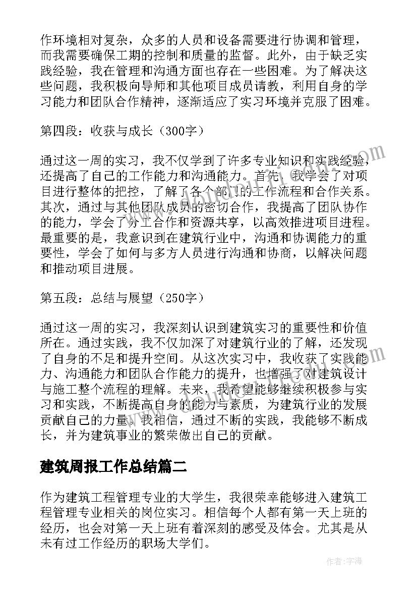 最新建筑周报工作总结 建筑实习周报心得体会报告(通用5篇)