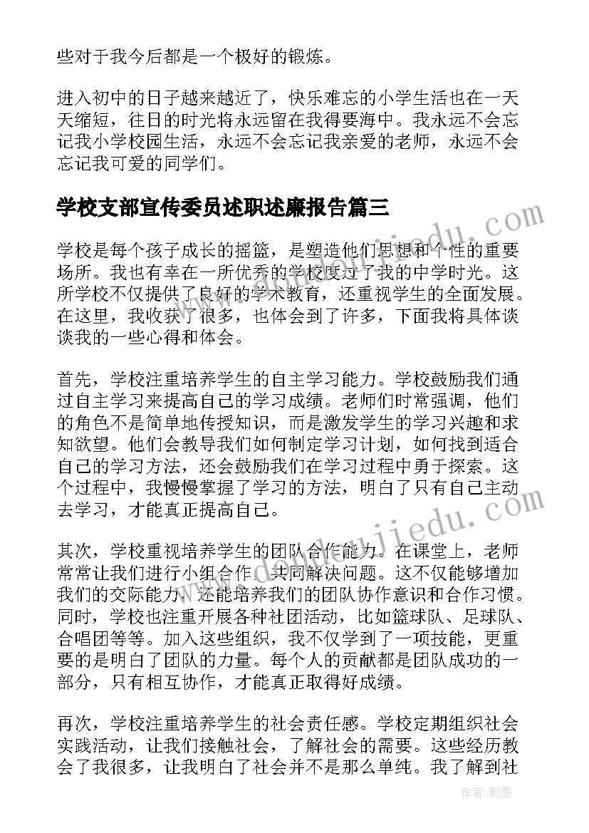 最新学校支部宣传委员述职述廉报告(精选10篇)