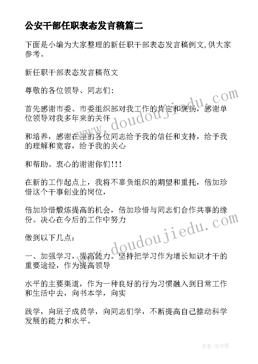 公安干部任职表态发言稿(模板10篇)