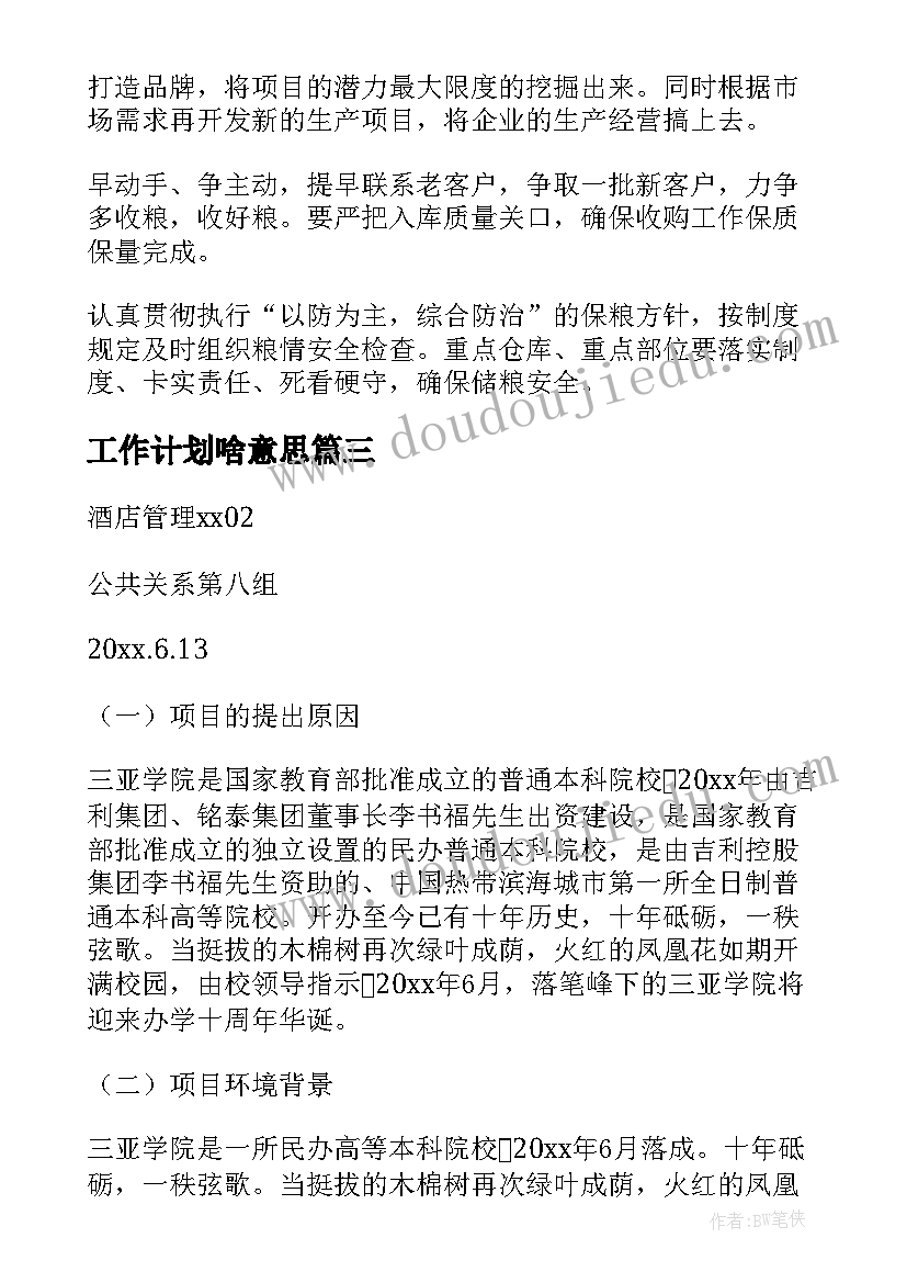 工作计划啥意思(实用9篇)