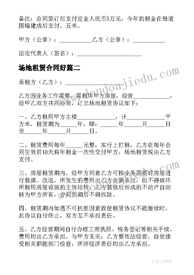 最新场地租赁合同好 场地租赁合同(通用6篇)